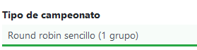 Elige “Round Robin simple (1 grupo)”