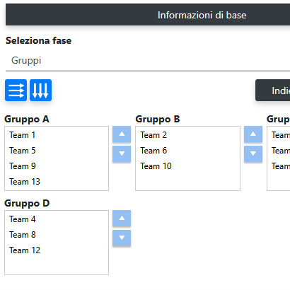 Formati di torneo per classifiche ogni 8 squadre