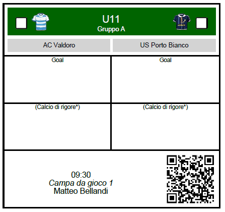 Inserimento risultato tramite foglio di gara